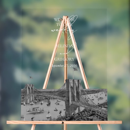 ニューヨーク市の目的地NYCの結婚歓迎 アクリルサイン (ニュートラル)