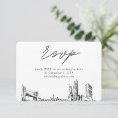 ニューヨーク市の結婚ミニマリストスケッチRSVP エンクロージャーカード (スタンド正面)