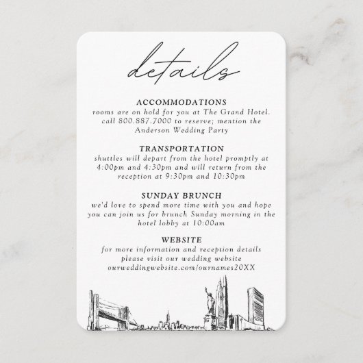 ニューヨーク市の結婚詳細エンクロージャカード エンクロージャーカード (正面)