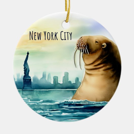 ニューヨーク市の自由の女神のお土産 セラミックオーナメント (正面)