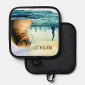 ニューヨーク市の自由の女神のお土産 鍋敷き (正面/裏面)