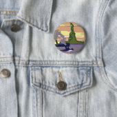 ニューヨーク市の自由の女神、ヴィンテージ旅行 缶バッジ (インサイチュ)