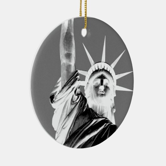 ニューヨーク市の自由白黒像 セラミックオーナメント (右)