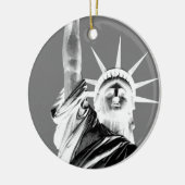 ニューヨーク市の自由白黒像 セラミックオーナメント (左)