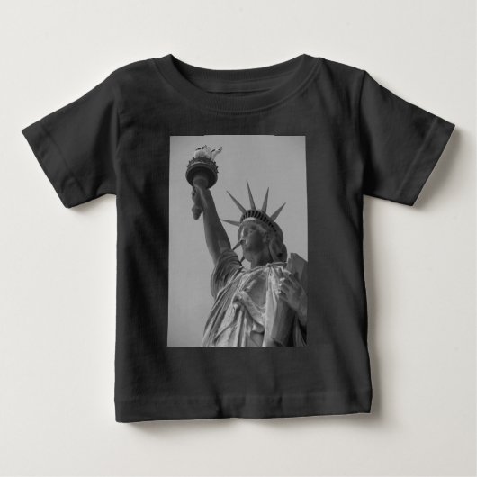 ニューヨーク市の自由白黒像 ベビーTシャツ (正面)