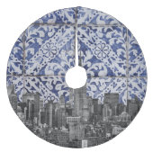 ニューヨーク市の超高層ビルがポルトガルのタイルに出会う フリース ツリースカート (正面)