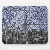 ニューヨーク市の超高層ビルがポルトガルのタイルに出会う マウスパッド (正面)