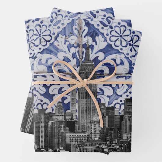 ニューヨーク市の超高層ビルがポルトガルのタイルに出会う ラッピングペーパーシート (インサイチュ)