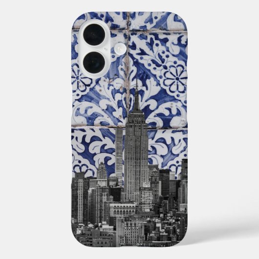 ニューヨーク市の超高層ビルがポルトガルのタイルに出会う Case-Mate iPhoneケース (裏面)