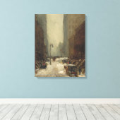 ニューヨーク市の雪（NYCの冬） キャンバスプリント (インサイチュ (ウッドフロア))