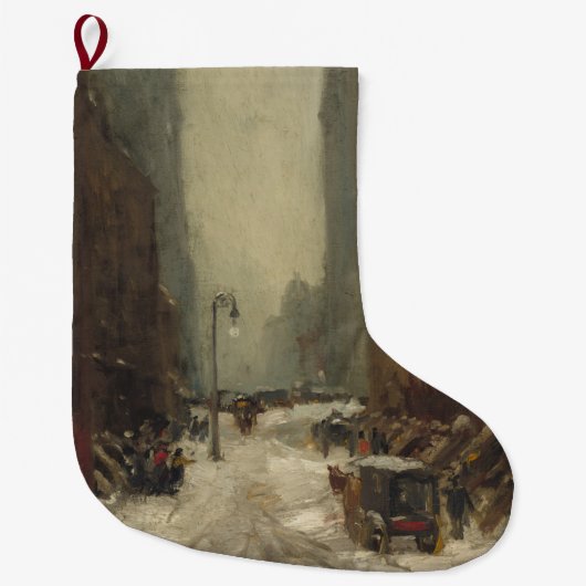 ニューヨーク市の雪（NYCの冬） ラージクリスマスストッキング (正面)