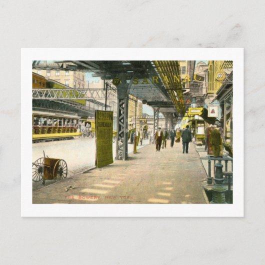 ニューヨーク市のBowery Elの下のヴィンテージ ポストカード (正面)
