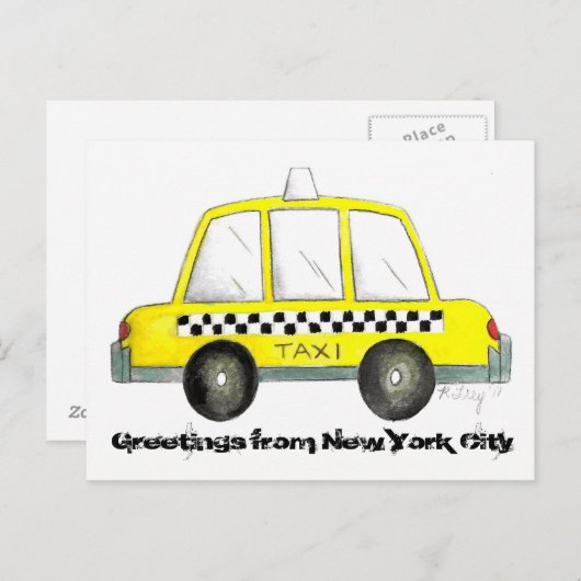 ニューヨーク市のNYCイエロータクシータクシーのタクシーからの挨拶 ポストカード (正面/裏面)