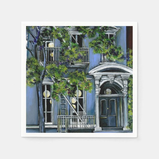 ニューヨーク市インサイドからの発光球 スタンダードカクテルナプキン (正面)