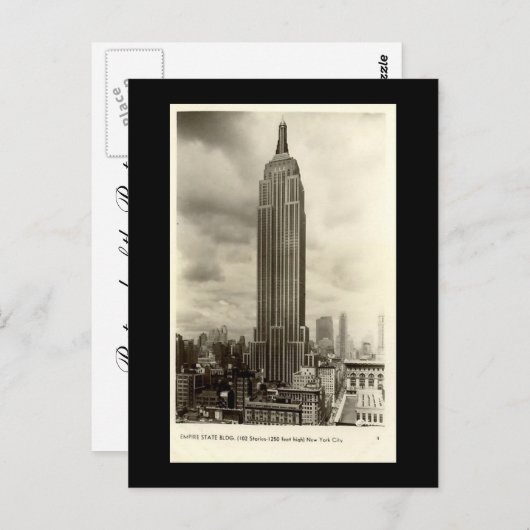 ニューヨーク市エンパイアステート建物オールドハガキ ポストカード (正面/裏面)