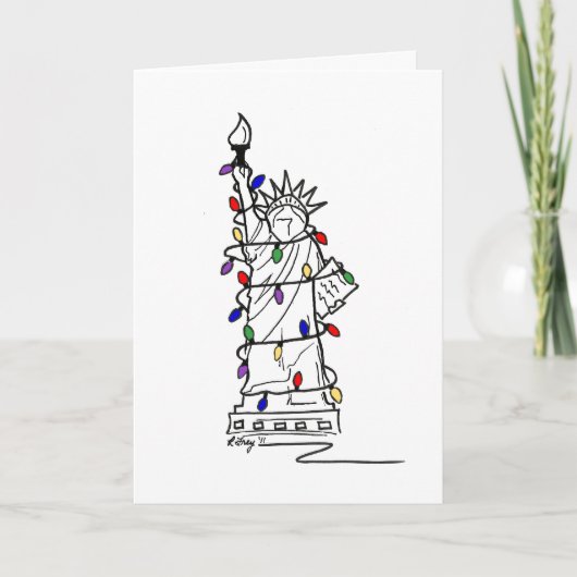 ニューヨーク市クリスマスクリスマスの自由の女神ニューヨーク シーズンカード (正面)