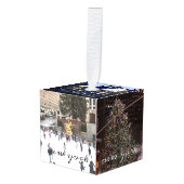 ニューヨーク市クリスマスツリーライトタクシー写真 キューブオーナメント (正面アングル)