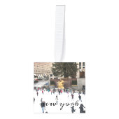 ニューヨーク市クリスマスツリーライトタクシー写真 キューブオーナメント (正面)