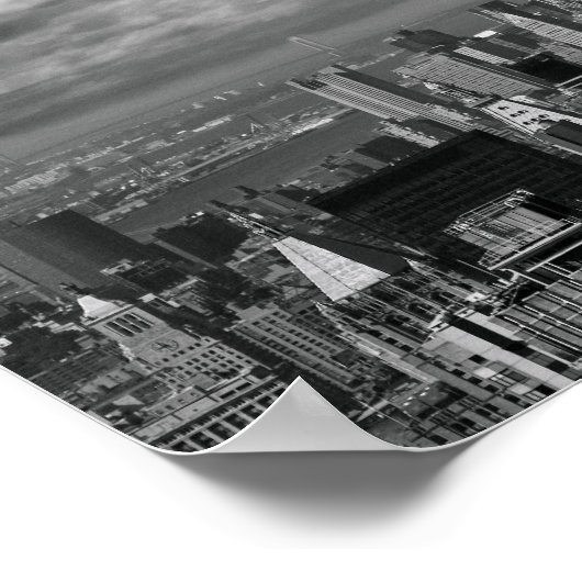 ニューヨーク市スカイラインの白黒の風景 ポスター (角)