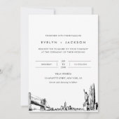 ニューヨーク市スカイラインウェディングフォトで招待 招待状 (正面)