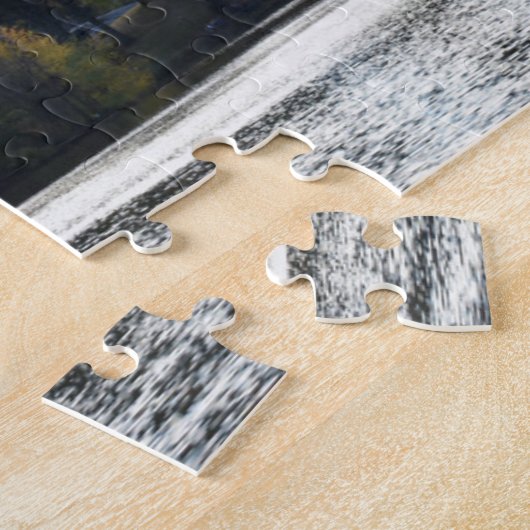 ニューヨーク市スカイラインセントラルパークレイクNYC写真 ジグソーパズル (側面)