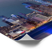 ニューヨーク市スカイラインナイトストーム写真 ポスター (角)