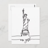 ニューヨーク市スカイラインレディーリバティ像 ポストカード (正面/裏面)