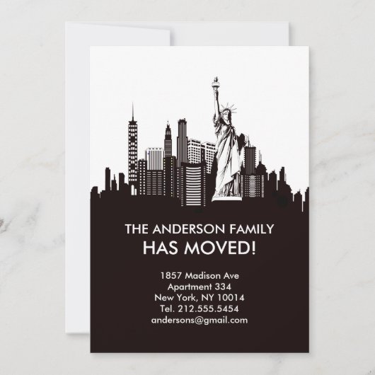 ニューヨーク市スカイライン引越しのお知らせ 招待状 (正面)