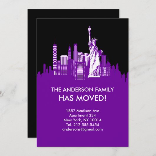 ニューヨーク市スカイライン引越し発表 案内状 (正面/裏面)