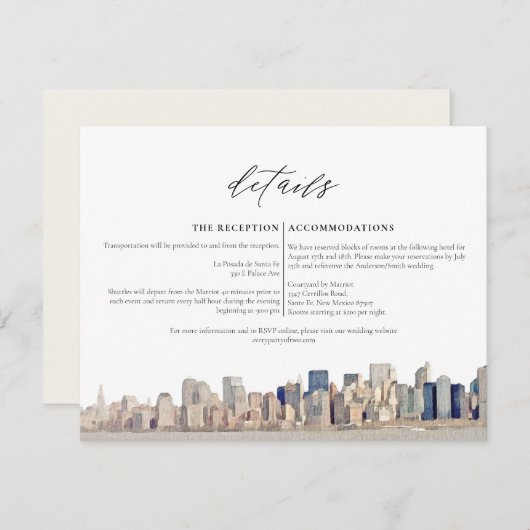 ニューヨーク市スカイライン詳細封入カード 招待状 (正面/裏面)