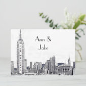 ニューヨーク市スカイライン01 エッチング ウェディング インビテーション (スタンド正面)