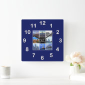 ニューヨーク市スカイライン8画像フォトコラージュ スクエア壁時計 (ホーム)