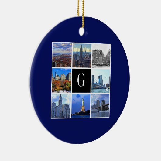 ニューヨーク市スカイライン8画像フォトコラージュ セラミックオーナメント (右)