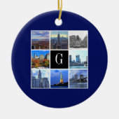 ニューヨーク市スカイライン8画像フォトコラージュ セラミックオーナメント (正面)