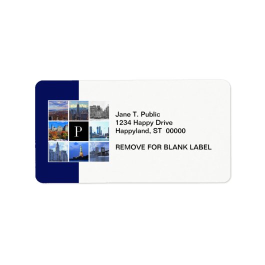 ニューヨーク市スカイライン8画像フォトコラージュ ラベル (正面)