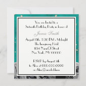 ニューヨーク市スカイライン エッチング 2 ティール ゴールド スター スイート 16 招待状 (裏面)