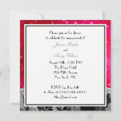 ニューヨーク市スカイライン エッチング #2 ピンク レッド ハート 婚約 招待状 (裏面)