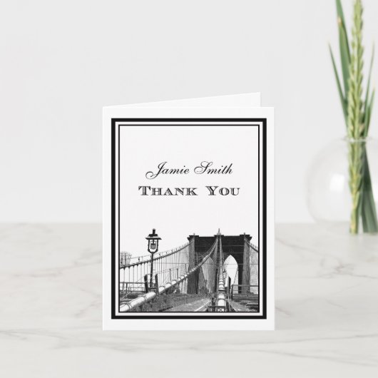 ニューヨーク市スカイライン ブルックリン橋 #2 ありがとうございます サンキューカード (正面)