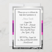 ニューヨーク市スカイライン モノクローム 05 白 ホットピンク 卒業パーティー招待状 招待状 (裏面)