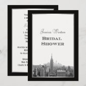 ニューヨーク市スカイライン　ロックフェラーセンターからの眺め ESB エッチング ブライダルシャワー 招待状 (正面/裏面)