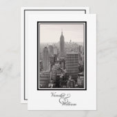ニューヨーク市スカイラインESBモノクロ結婚式招待状 招待状 (正面/裏面)