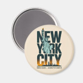 ニューヨーク市タイポグラフィ自由スカイライン像 マグネット (正面/裏面)