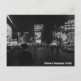ニューヨーク市タイムズスクエア1941年のネオン写真 ポストカード