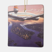 ニューヨーク市ハドソン川上空のヴィンテージ飛行機 セラミックオーナメント (左)