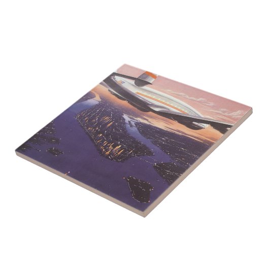 ニューヨーク市ハドソン川上空のヴィンテージ飛行機 タイル (側面)