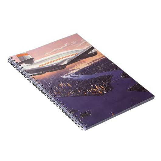 ニューヨーク市ハドソン川上空のヴィンテージ飛行機 ノートブック (右側)