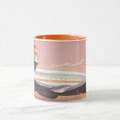 ニューヨーク市ハドソン川上空のヴィンテージ飛行機 マグカップ (中央)