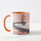 ニューヨーク市ハドソン川上空のヴィンテージ飛行機 マグカップ (左)