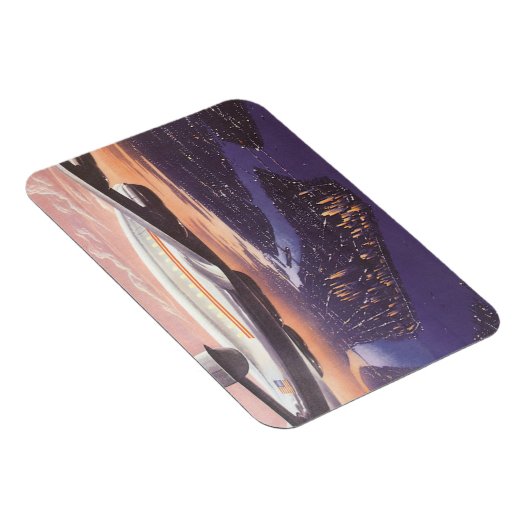 ニューヨーク市ハドソン川上空のヴィンテージ飛行機 マグネット (右側)