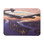 ニューヨーク市ハドソン川上空のヴィンテージ飛行機 マグネット (横)